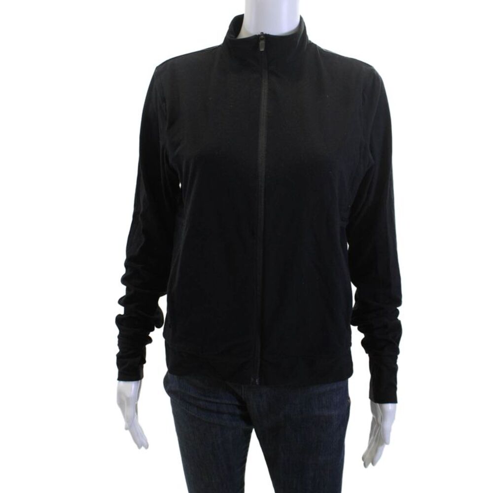 Splits59 Womens Windbreaker Black Zip Mock Neck Long Sleeve Size M